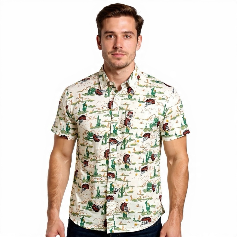 Fresh Vibes Cactus Skeleton Hand Taco Halloween Button Down Shirt Sz S